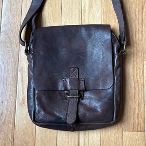 HARBOUR 2ND Leather Marlies Flap Magnetic Crossbody Purse‎ Bag Brown 30” strap